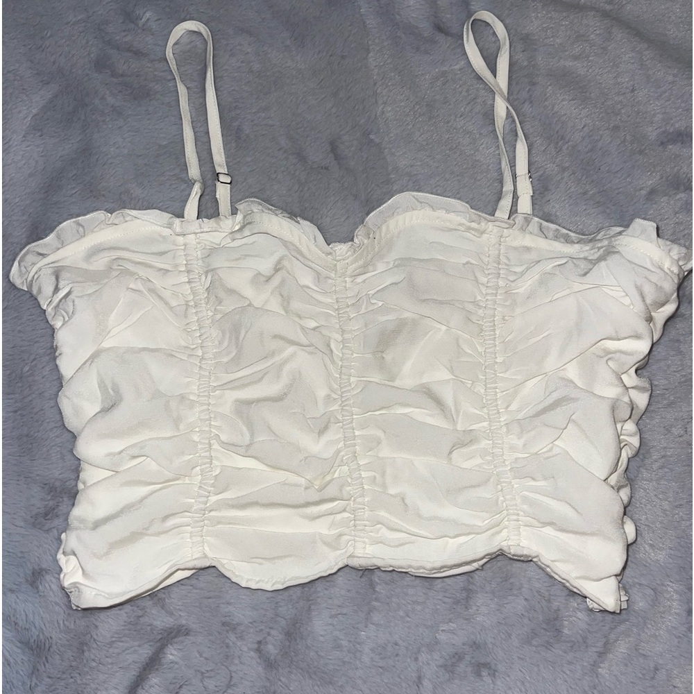 Forever 21 White Ruched Cami Top